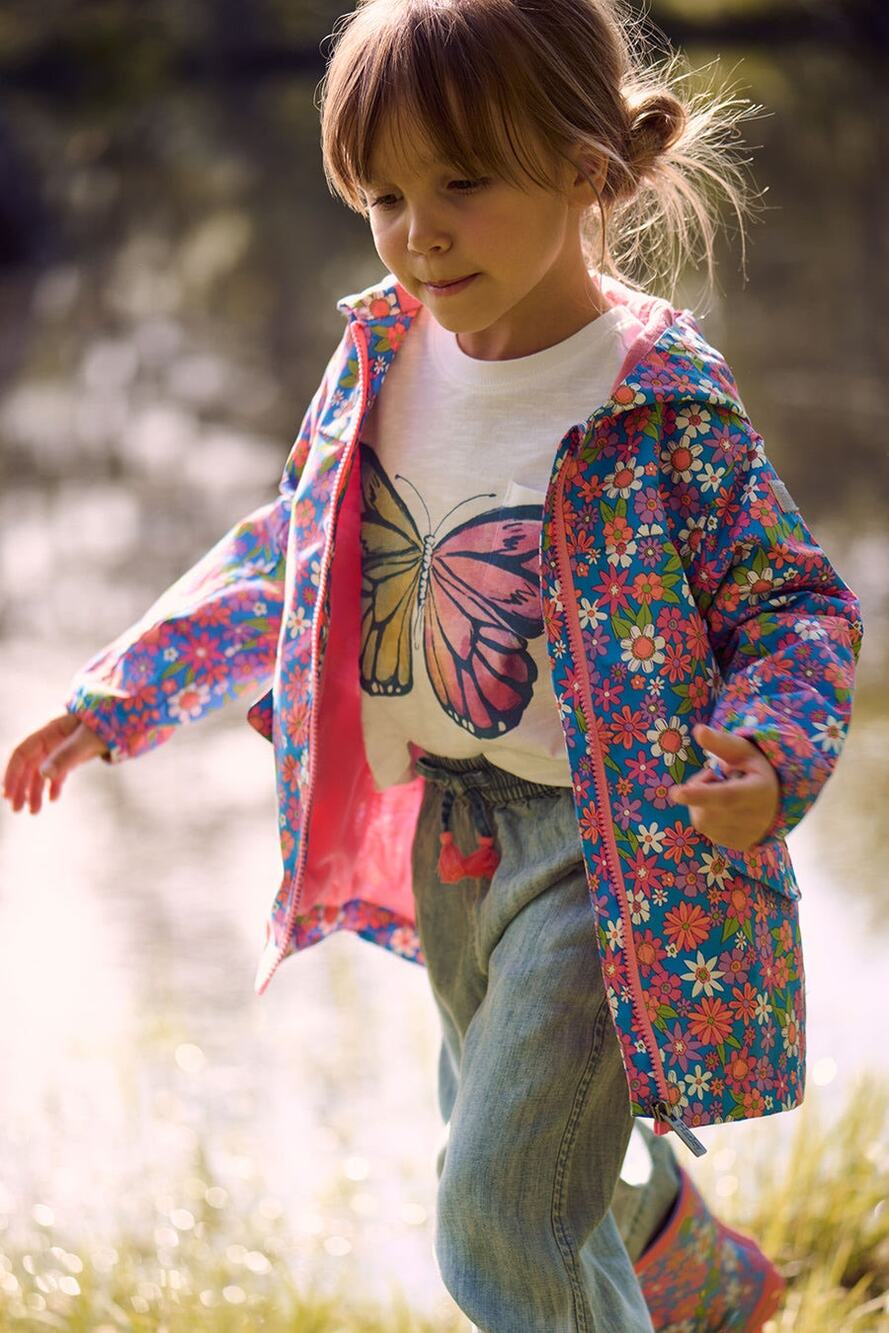 Girls Hatley Raincoat Retro Floral Print Size 10